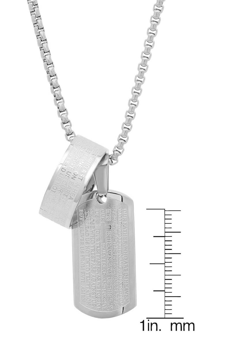STEELTIME Lord's Prayer Dog Tag & Ring Pendant Necklace, Alternate, color, Silver