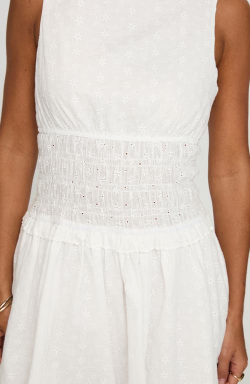 Princess Polly Yennifer Eyelet Smocked Cotton Mini Sundress In White