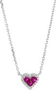 SAVVY CIE JEWELS Cubic Zirconia Heart Halo Pendant Necklace