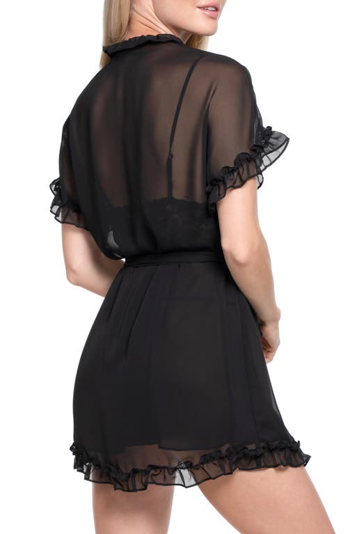 In Bloom By Jonquil Alice Ruffle Wrap Robe In Black