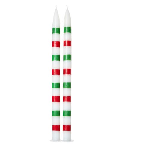 Christmas Stripes Taper S/2 Multi Paraffin Wax Christmas