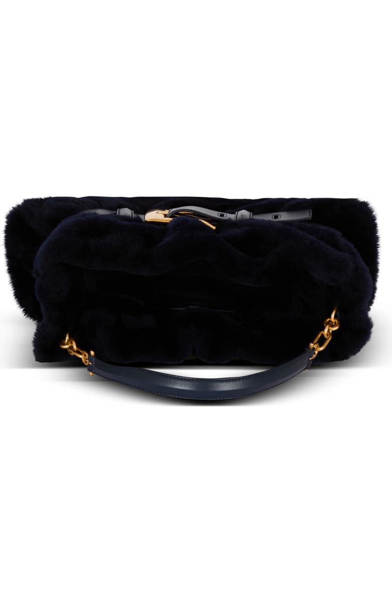 Balmain Medium Anthem Bag In Shearling, Alternate, color, Navy