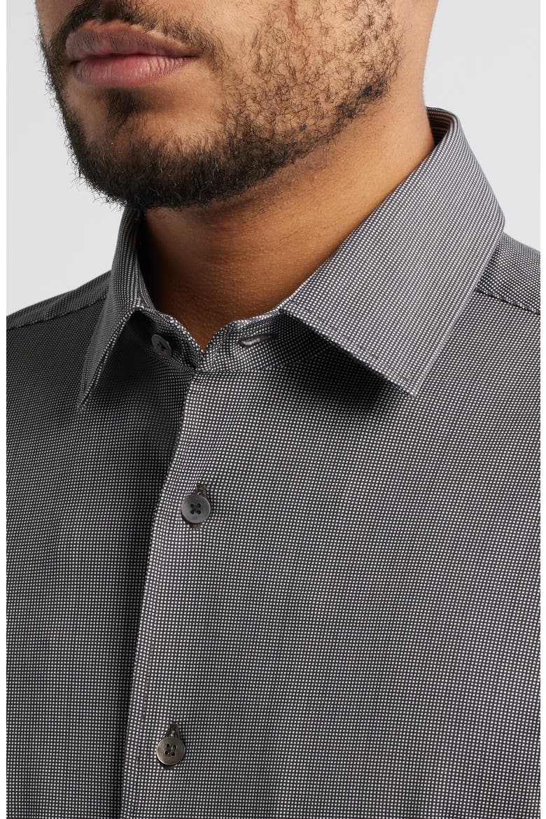 Bond Micropattern Knit Cotton Blend Dress Shirt, Alternate, color, BROWN