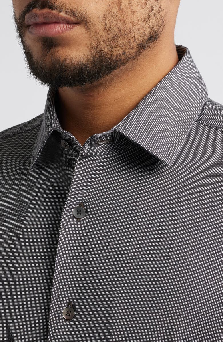 Zanella Bond Micropattern Knit Cotton Blend Dress Shirt, Alternate, color, Brown