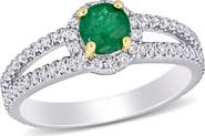 Julianna B. Emerald & Diamond Halo Ring 14k