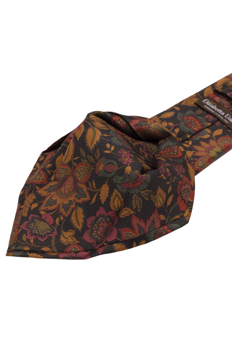 Calvino - Extra Long Printed Silk Tie for Men, Alternate, color, Black