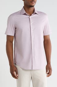 Bugatchi Miles OoohCotton® Space Dye Short Sleeve Button-Up Shirt