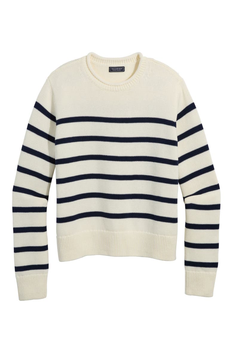 Stripe Roll Neck Cotton Sweater, Alternate, color, CALEY STRIPE MARSH