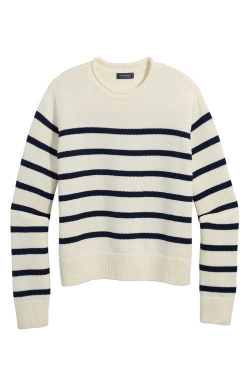 Vineyard Vines Stripe Roll Neck Cotton Sweater In Caley Stripe Marsh