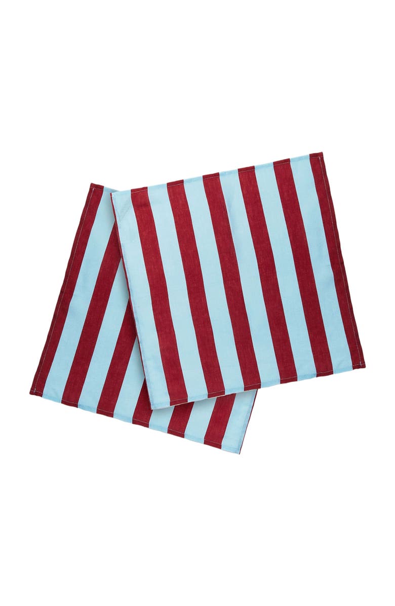 La DoubleJ Large Napkins Set Of 6 (45X45) Riga Bordeaux - Azzurro, Alternate, color, Riga Bordeaux - Azzurro