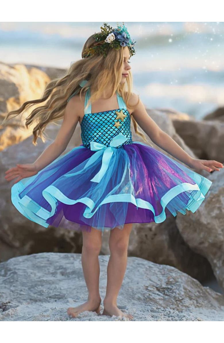 Mia Belle Girls Mermaid Dazzle Tutu Dress, Alternate, color, Blue