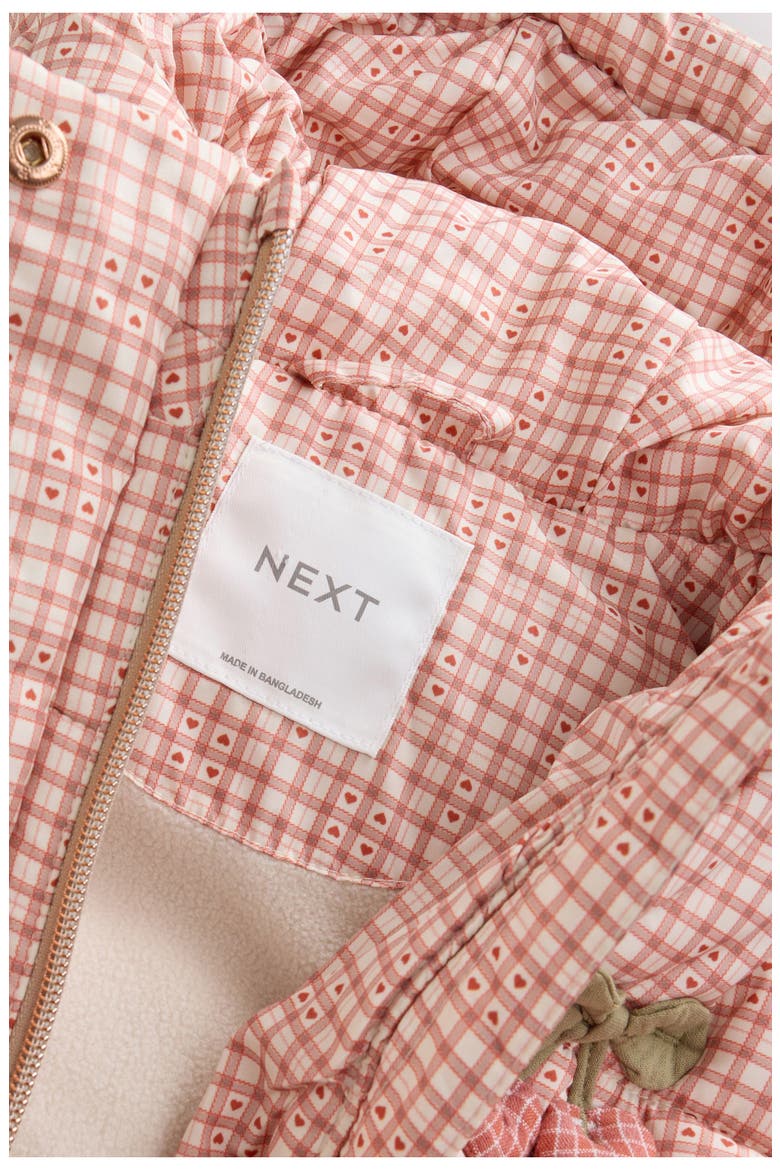 Kids' Gingham Hooded Puffer Jacket, Alternate, color, RED