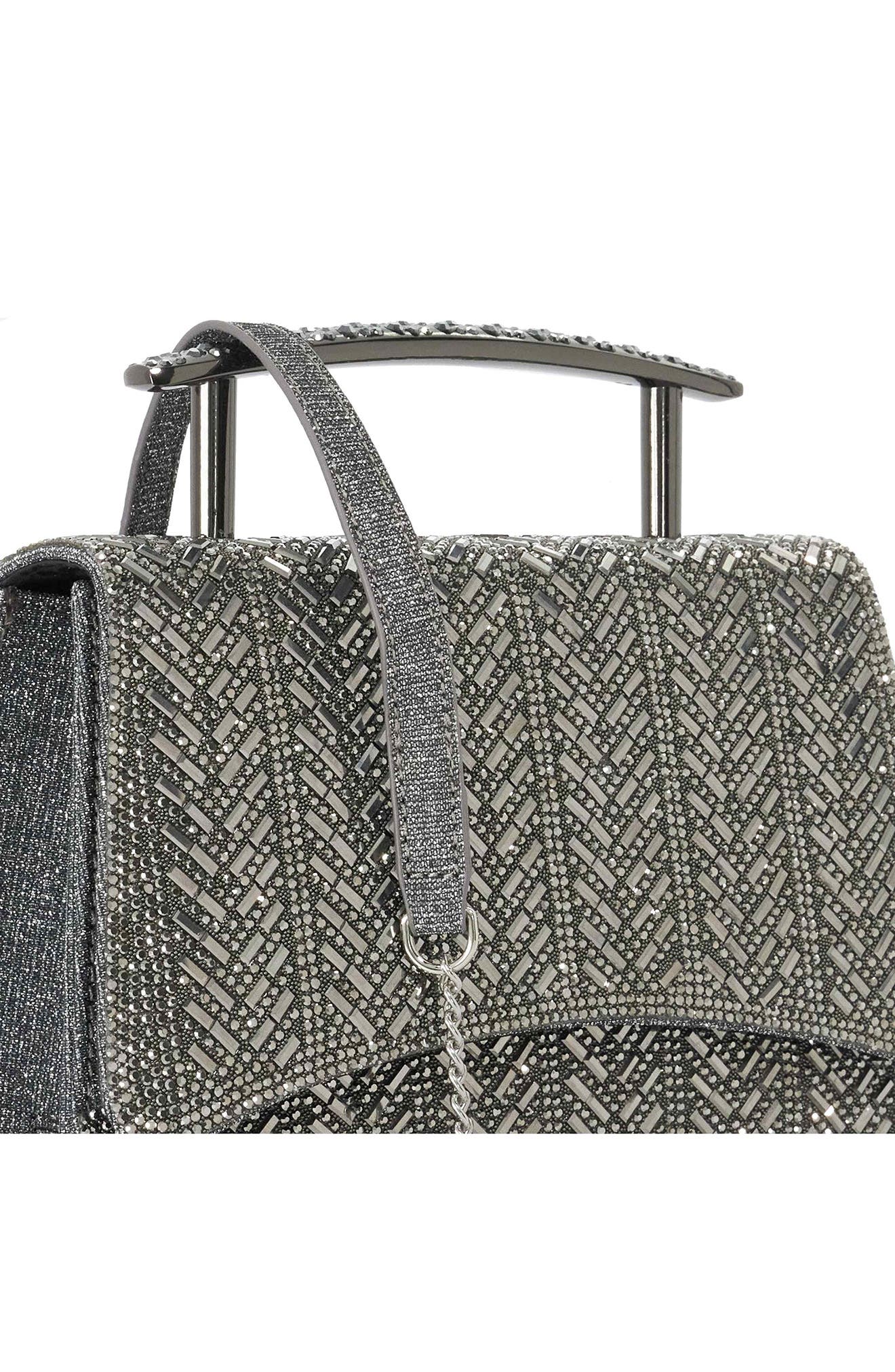 Bedazzle Crystal Top Handle Bag, Alternate, color, PEWTER