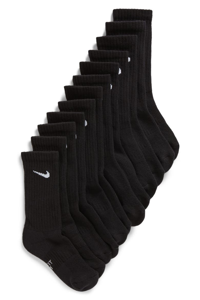 Pack of 6 Everyday Cushioned Crew Socks, Main, color, 010 BLACK/WHITE