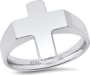 STEELTIME Men's Stainless Steel Cross Ring