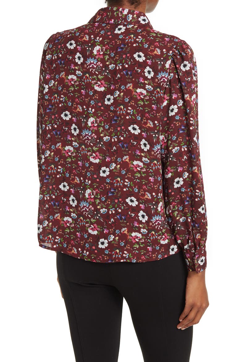 Floral Button-Front Blouse, Alternate, color, WINE GROUND FLORAL GARDEN