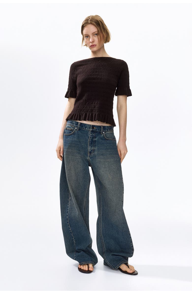 H&M Textured-knit Top, Alternate, color, Dark Brown