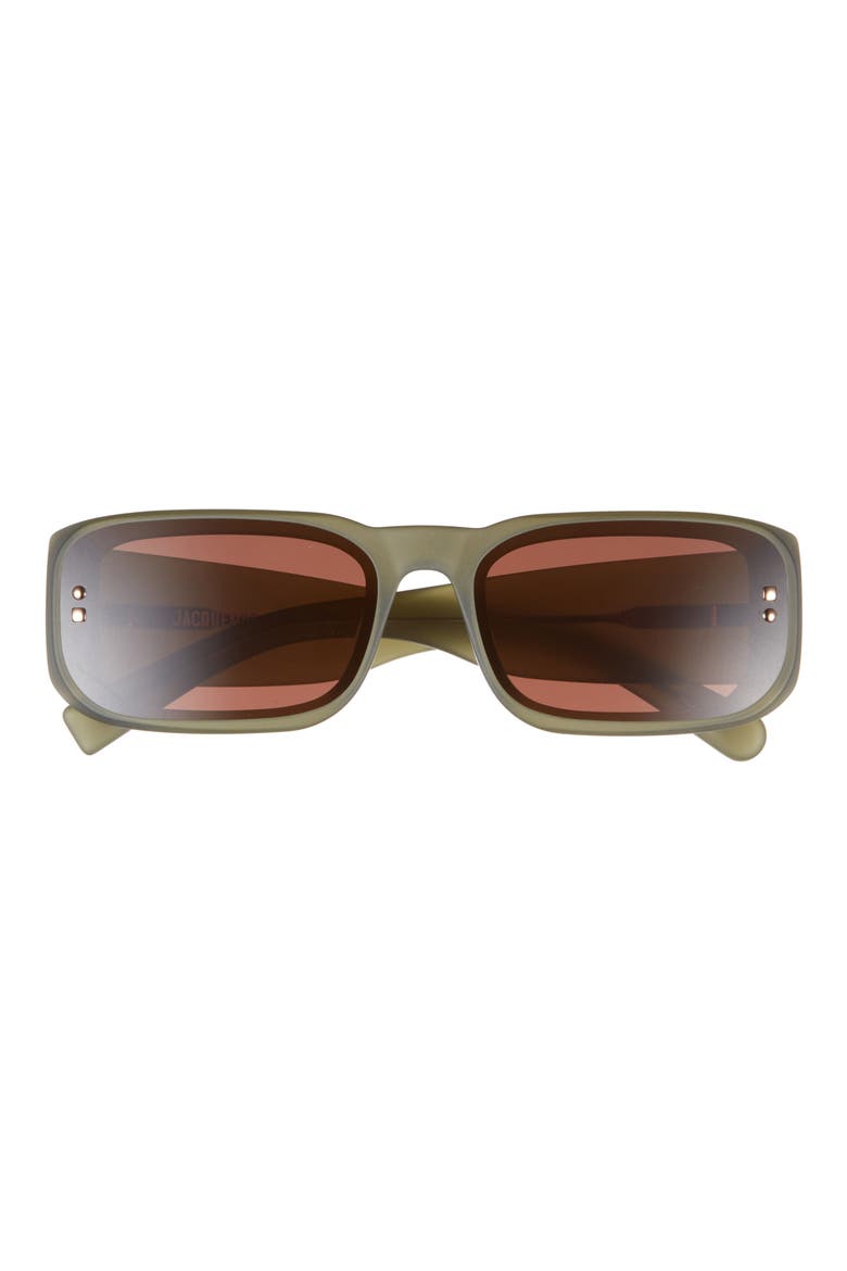 Les Lunettes Jac195 Rectangular Sunglasses, Main, color, SANDED GREEN/LIGHT GOLD/BROWN