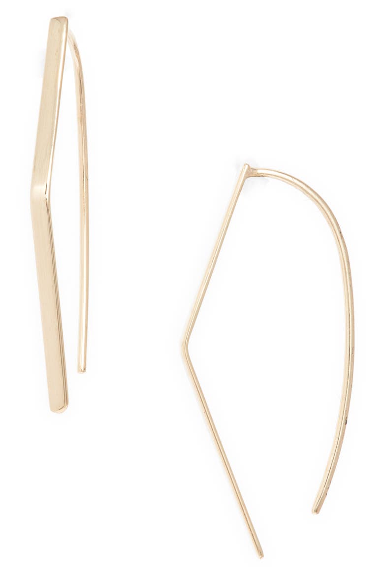 Flat Geometric Threader Hoop Earrings, Main, color, YELLOW