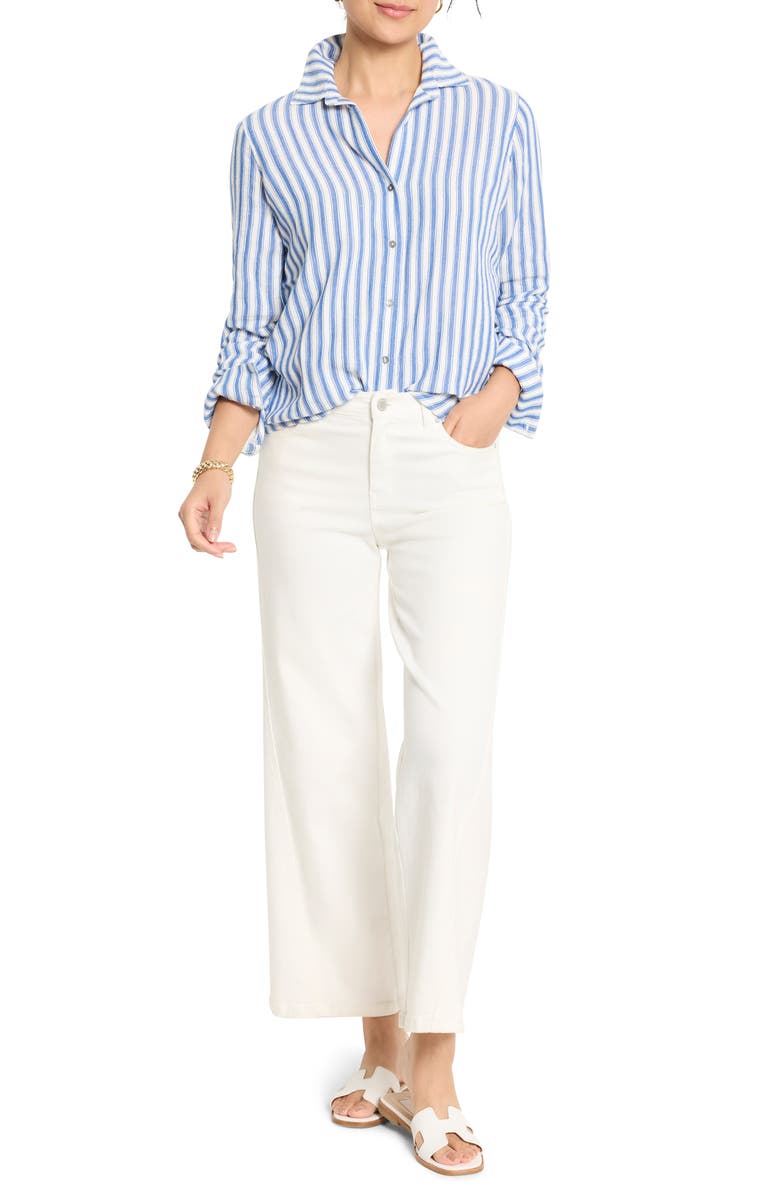 NIC+ZOE Stripe Double Gauze Button-Up Shirt, Alternate, color, Blue Multi