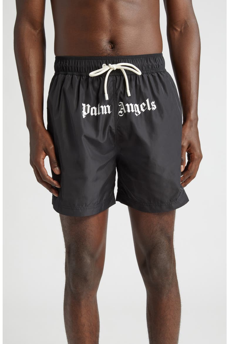 Classic Logo Swim Trunks, Main, color, BLACK WHITE