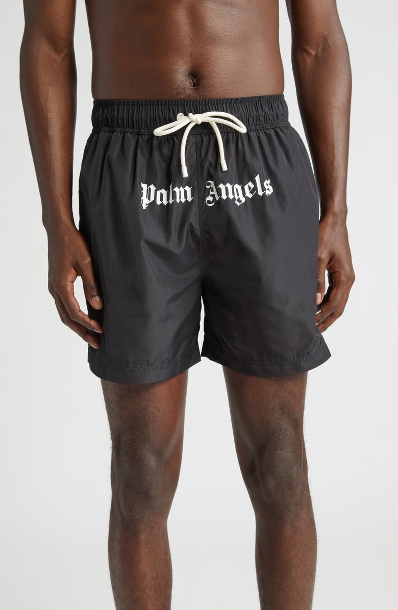 Palm Angels Classic Logo Swim Trunks, Main, color, 