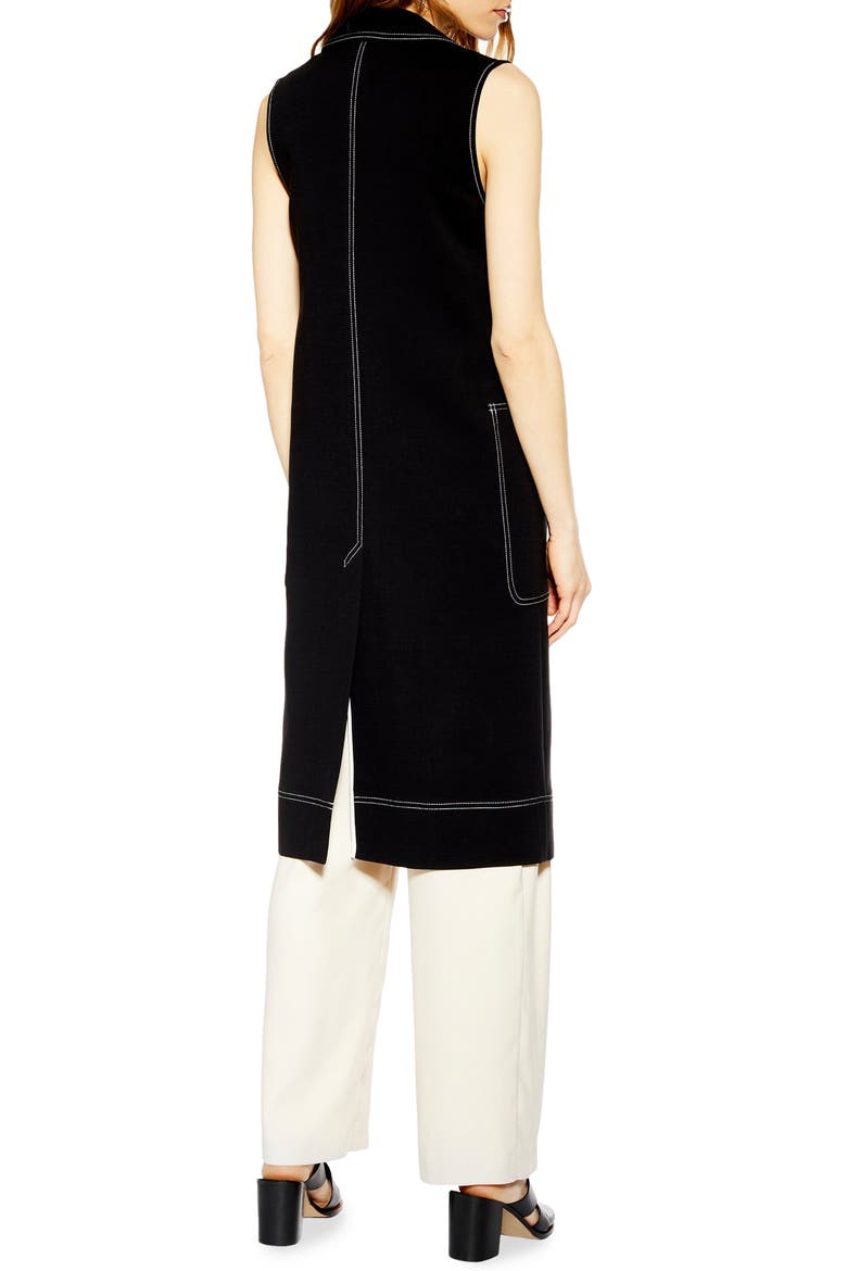 Sleeveless Utility Duster Coat, Alternate, color, BLACK
