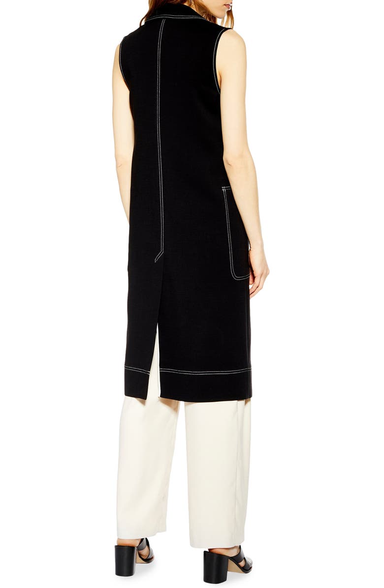 Topshop Sleeveless Utility Duster Coat, Alternate, color, Black