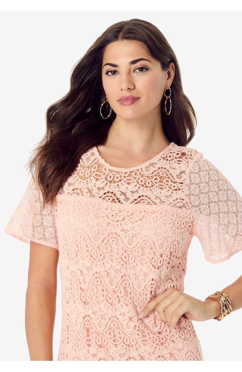 Roaman's Crochet Lace Maxi Dress, Alternate, color, Mystic Pine