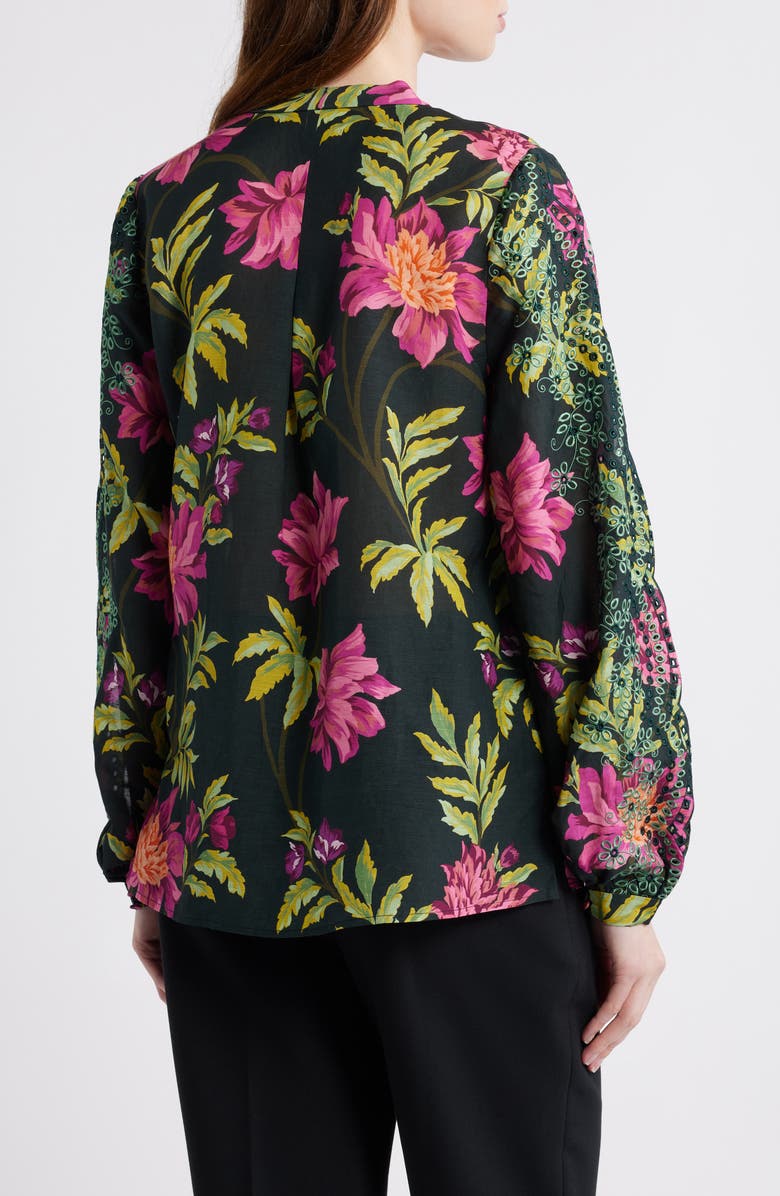 KOBI HALPERIN Kobu Halperin 'Martina' Cutout Sleeve Stretch Silk Blouse, Alternate, color, Black Multi