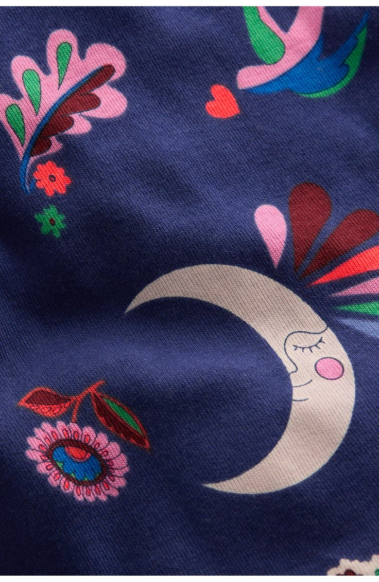 Mini Boden Kids' Celestial Print Glow in the Dark Fitted Two-Piece Cotton Pajamas, Alternate, color, Starboard Blue Celestial