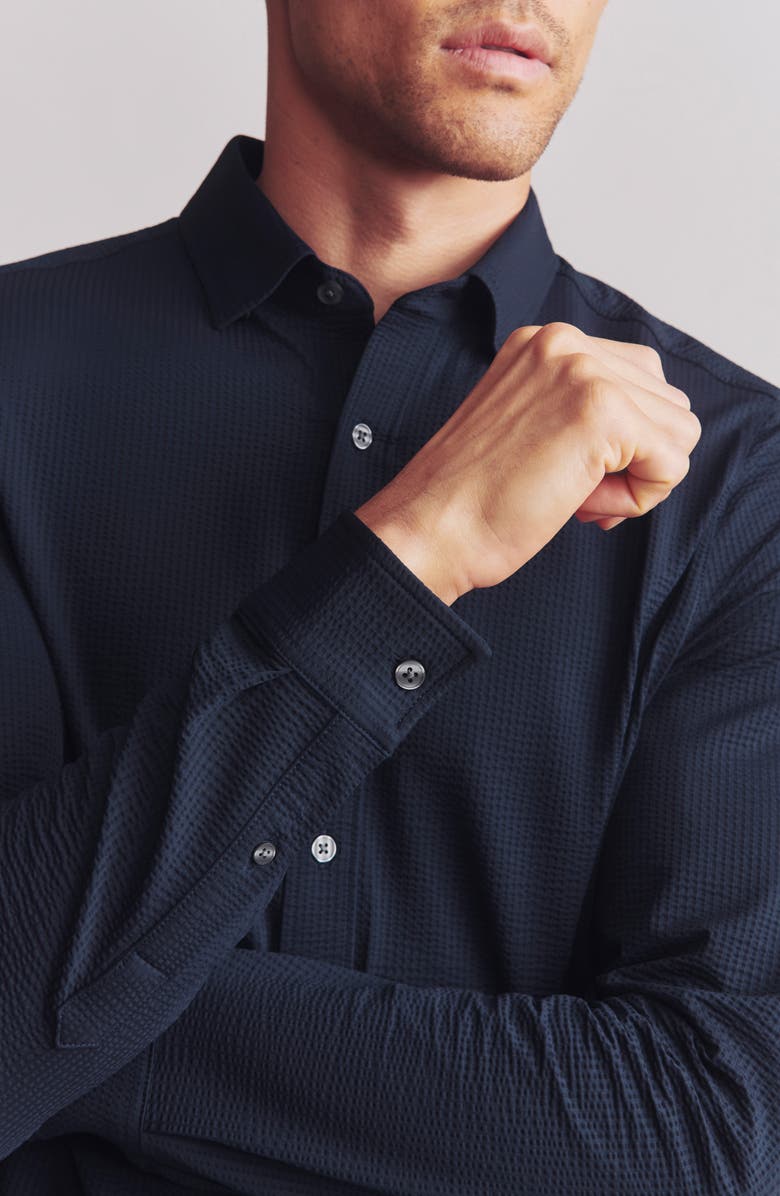 Rhone Commuter Seersucker Button-Up Shirt, Alternate, color, True Navy
