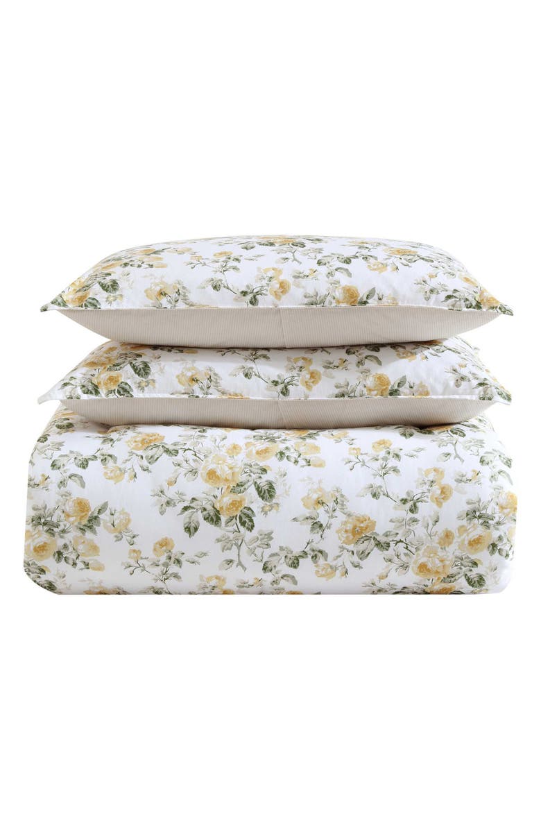 Laura Ashley Roses 7-Piece Cotton Comforter Set, Main, color, Gold/ Green