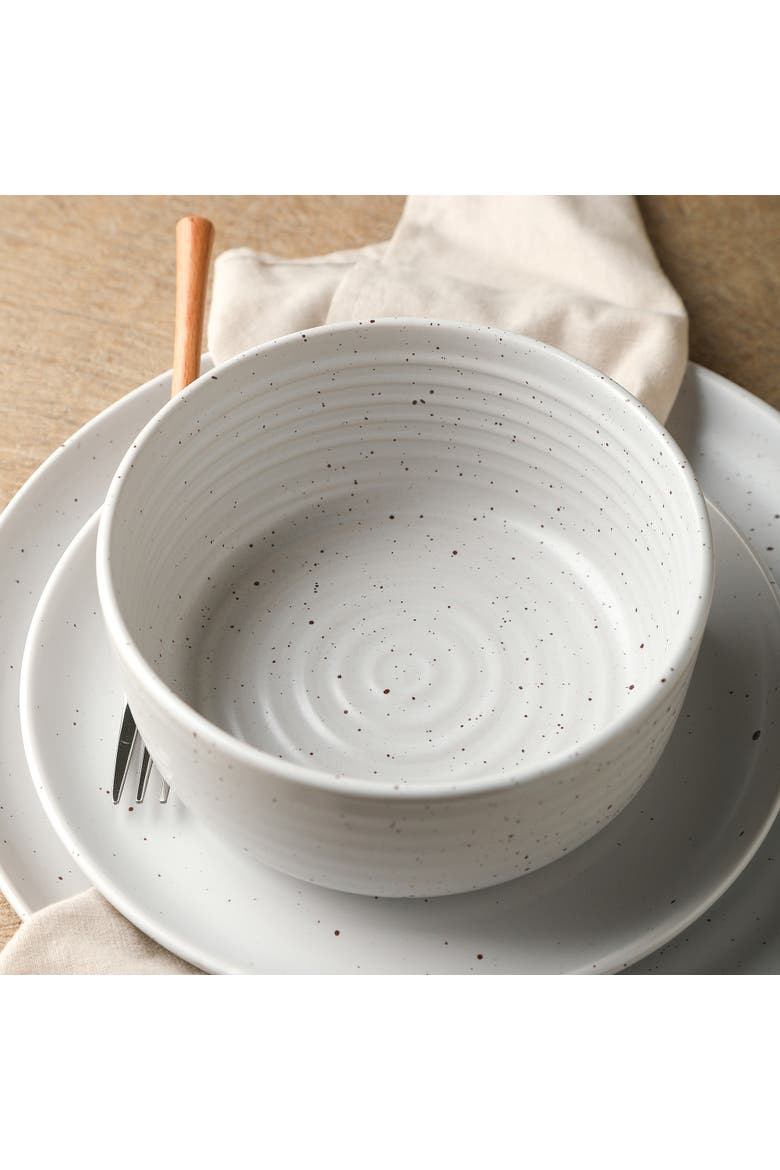 Ion Stoneware 24-Piece Dinnerware Set, Alternate, color, White