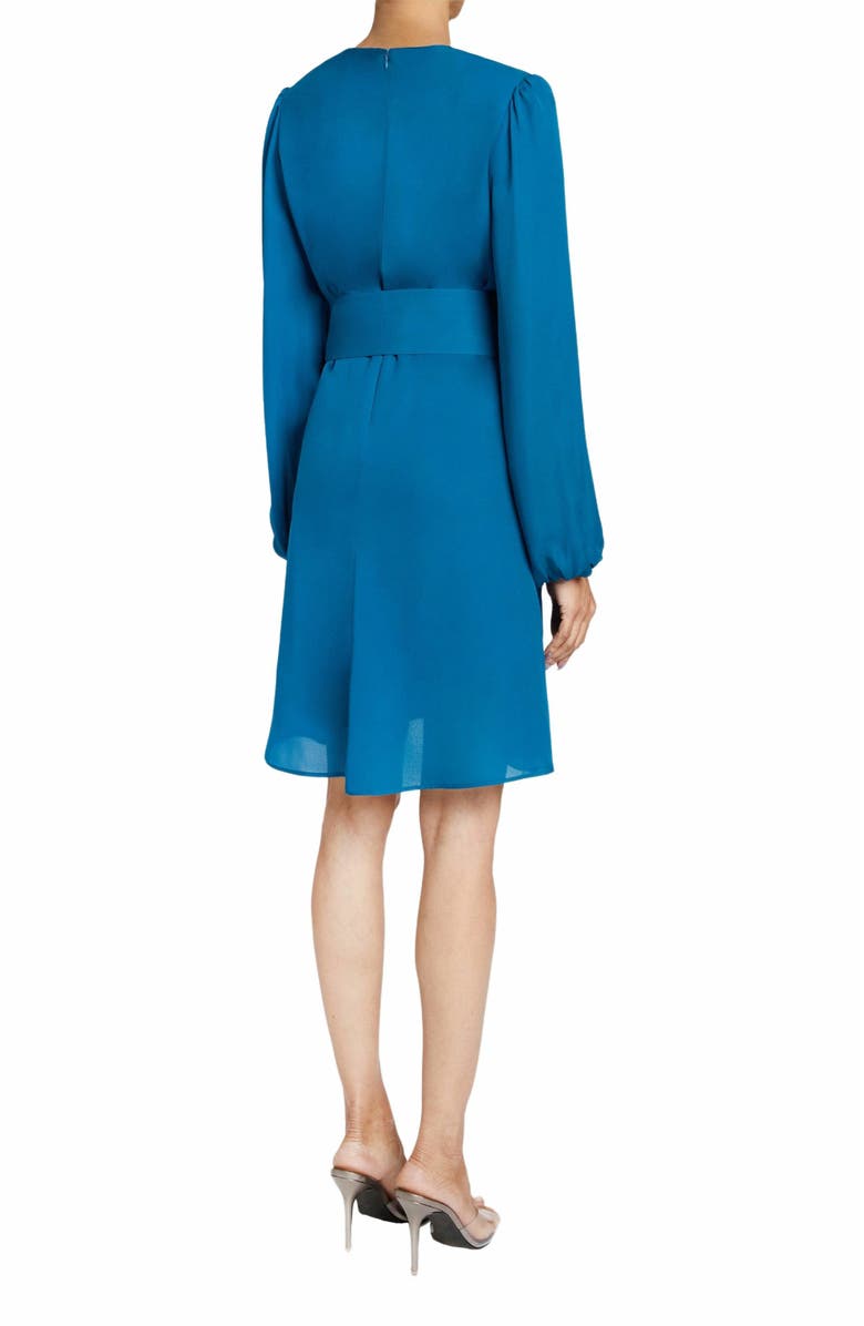 Santorelli NOLA Long Sleeve Keyhole Knee-Length Dress in Silk Georgette, Alternate, color,