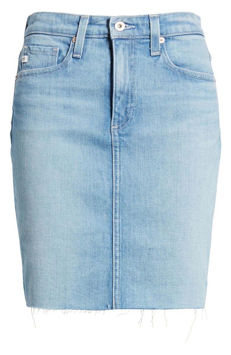 AG Erin Raw Hem Denim Pencil Skirt, Alternate, color,