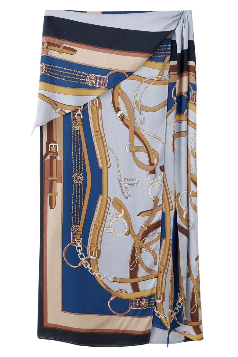 Print Side Tie Maxi Skirt, Alternate, color, SKY BLUE