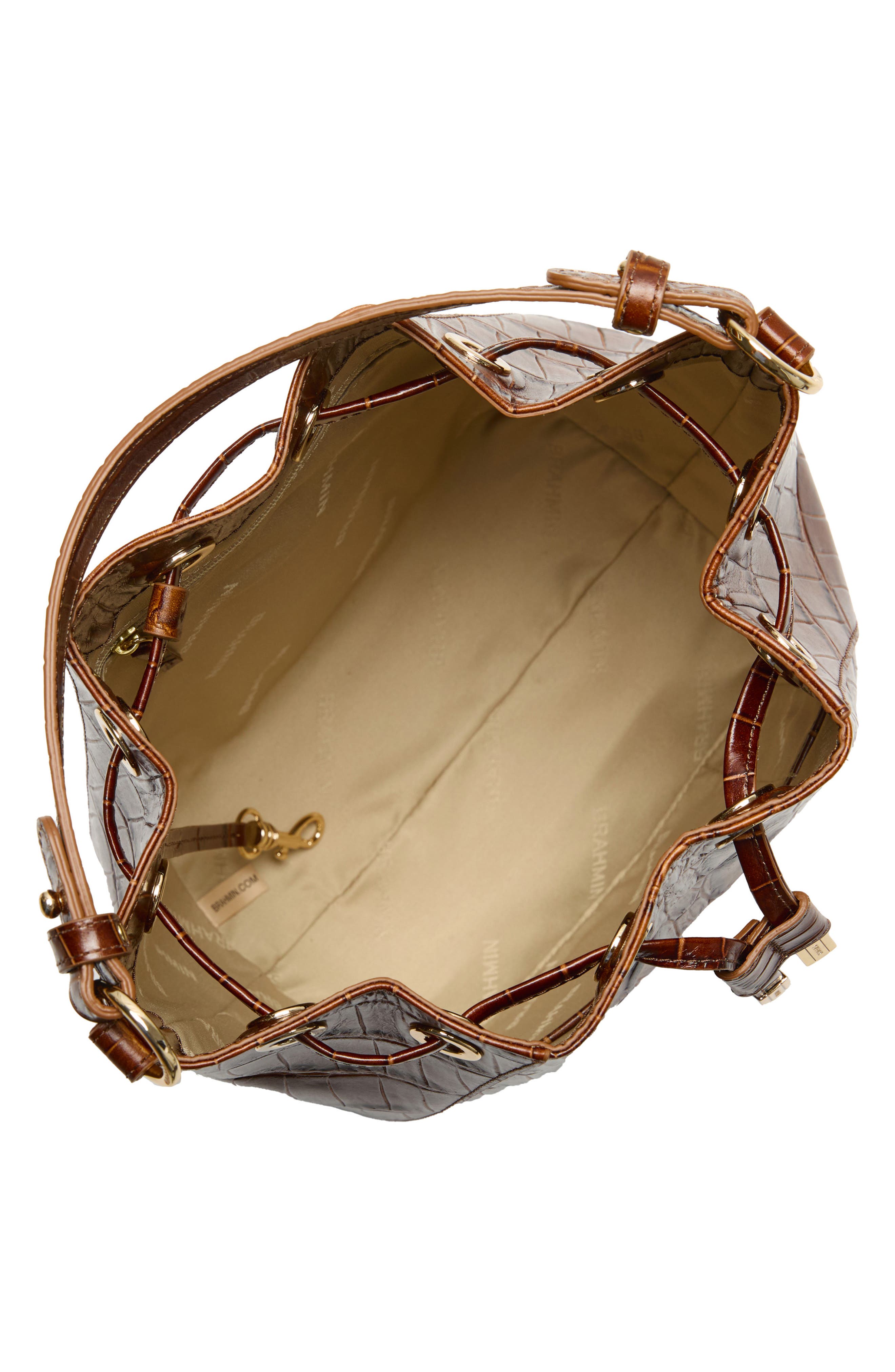 Brahmin Melinda Croc Embossed Leather Bucket Bag, Alternate, color, 