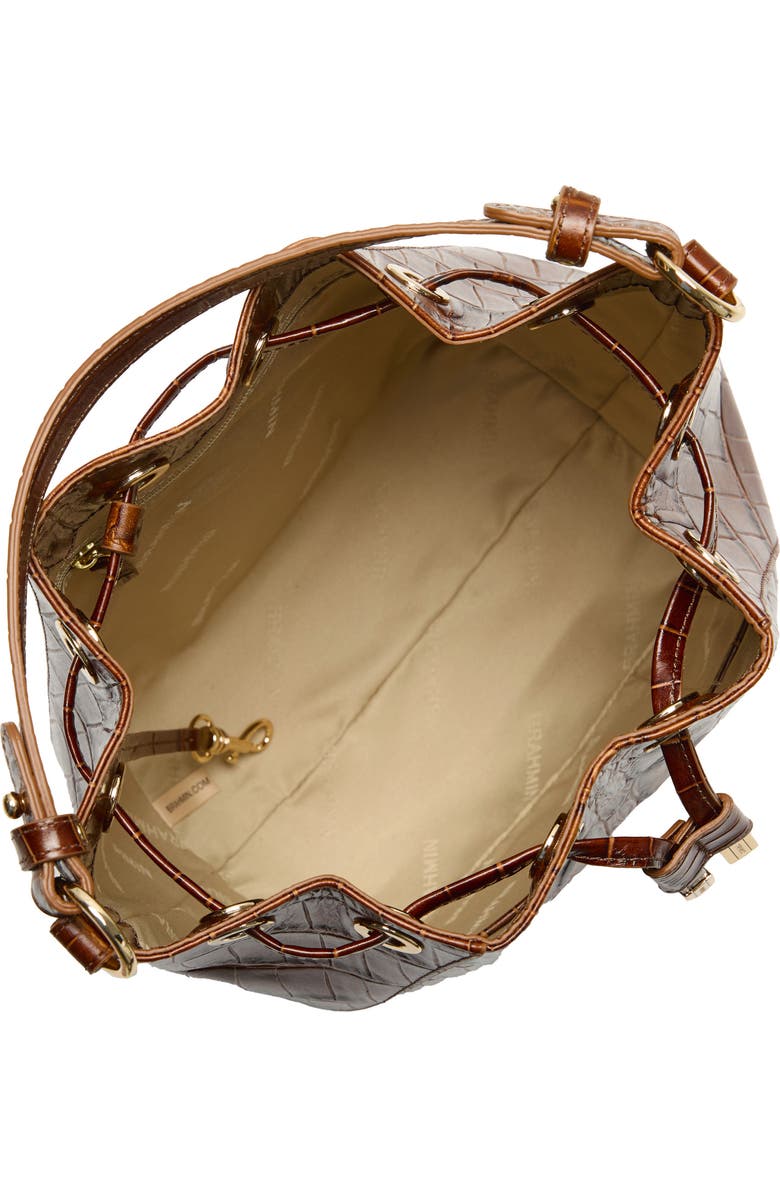 Brahmin Melinda Croc Embossed Leather Bucket Bag, Alternate, color,