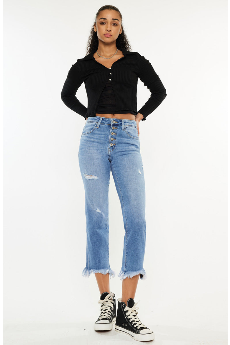 Zuzanna High Rise Crop Straight Leg Jeans, Alternate, color, Medium Wash
