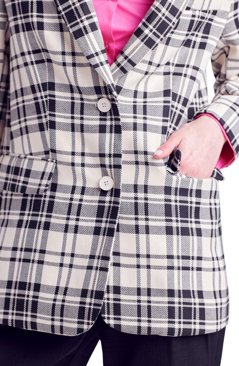 English Factory Plaid Blazer, Alternate, color, Cream