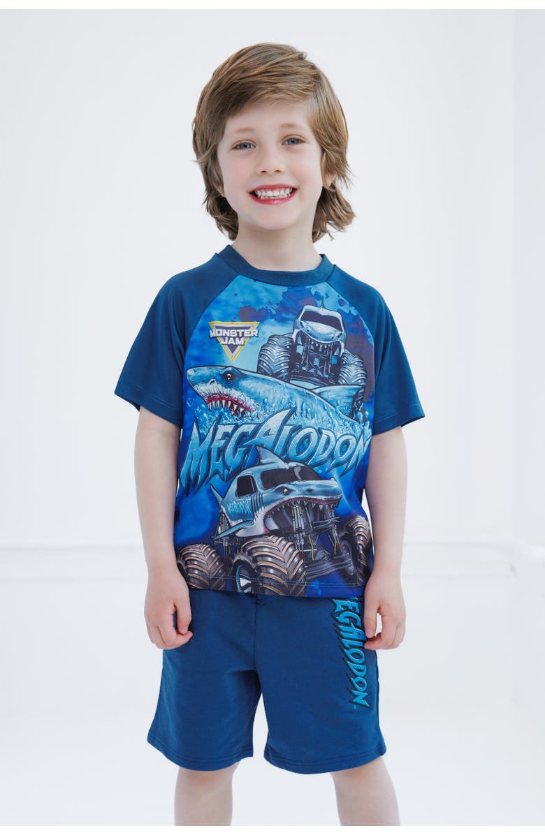 Monster Jam 3pc Tank Top, Tee & Shorts Set, Alternate, color, Blue Megalodon Monster Jam