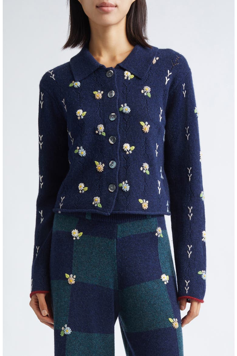 Daisy Lambswool Cardigan, Main, color, NAVY
