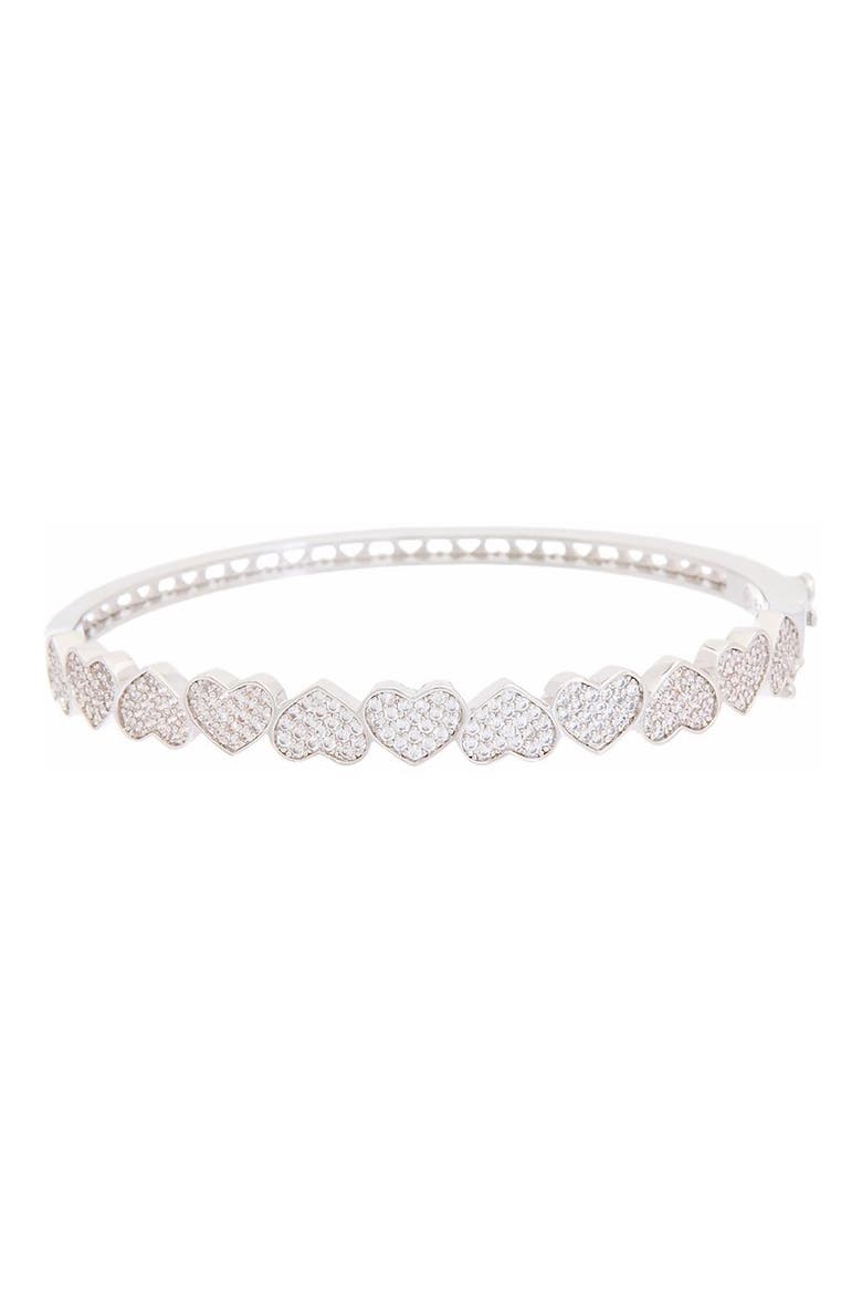 Pavé Heart Bangle Bracelet, Main, color, SILVER