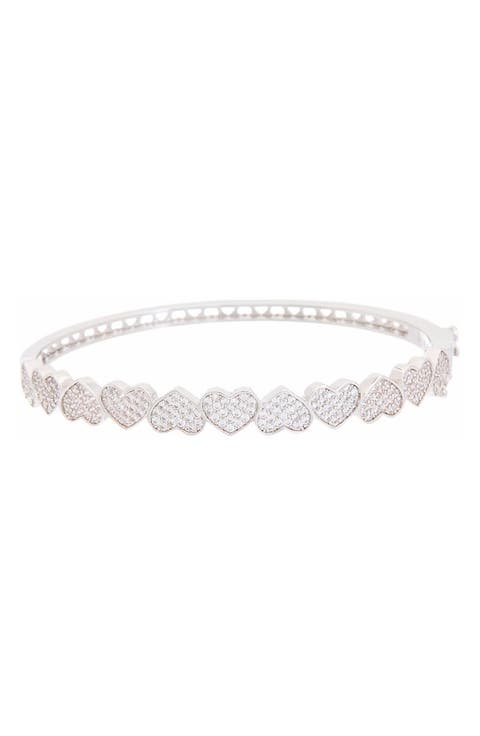 Pavé Heart Bangle Bracelet