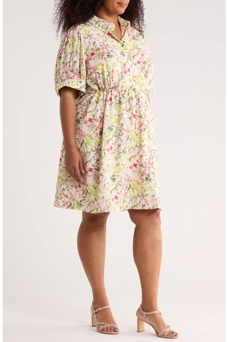 Floral Short Sleeve Shirtdress, Alternate, color, RASPBERRY SORBET