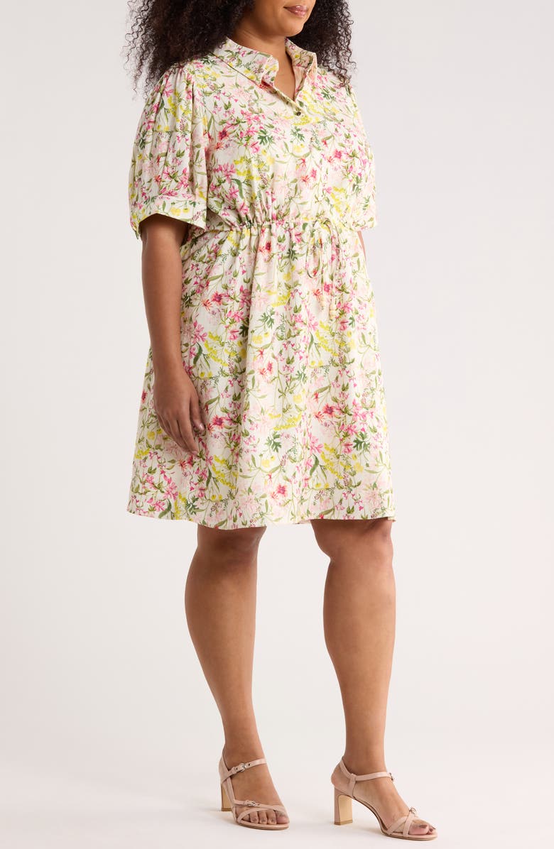 Vince Camuto Floral Short Sleeve Shirtdress, Alternate, color, Raspberry Sorbet