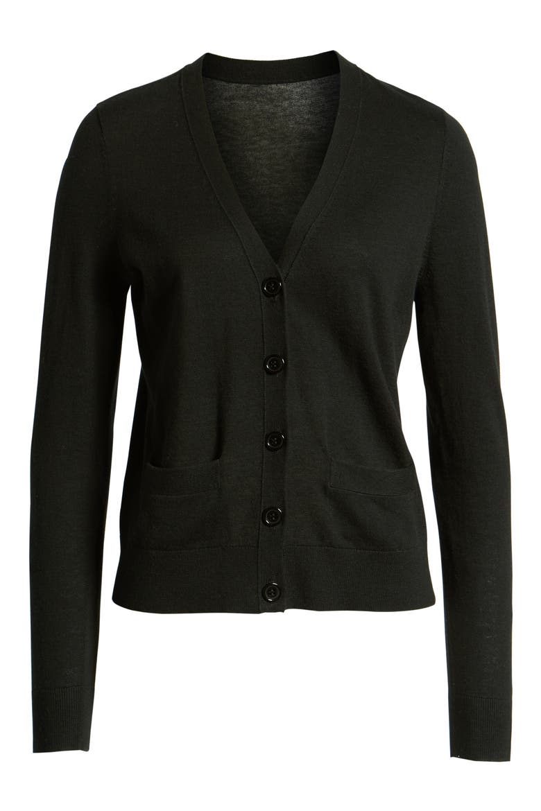 V-Neck Cardigan, Alternate, color, BLACK