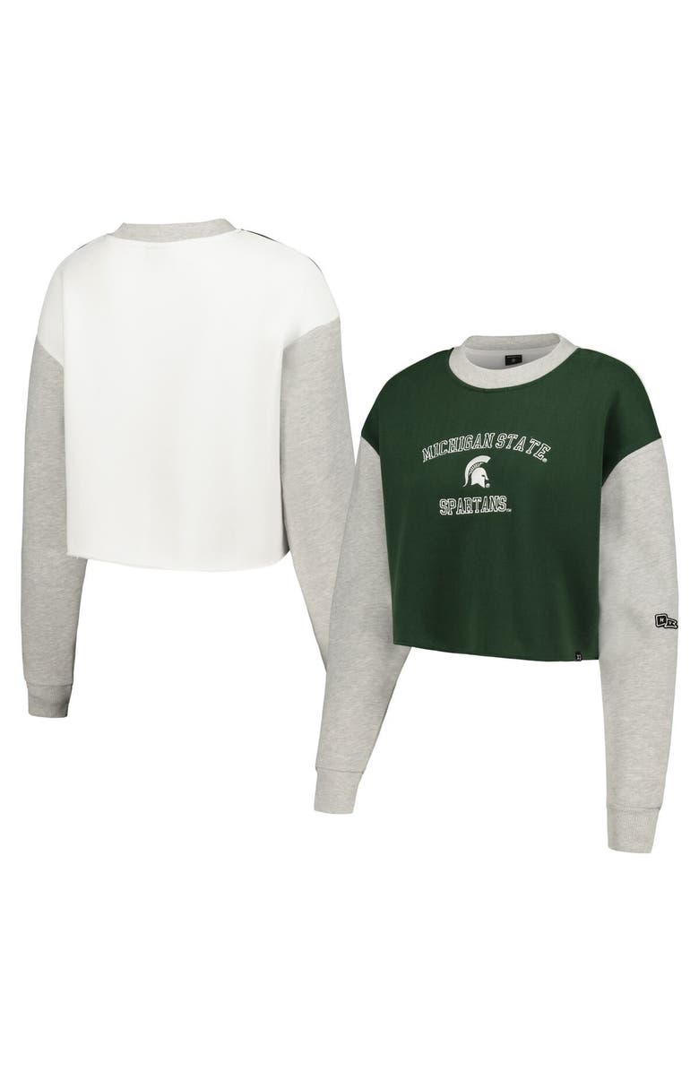 Hype and Vice Women's Hype and Vice Green Michigan State Spartans Colorblock Rookie Crew Pullover Sweatshirt, Main, color, Green