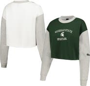Hype and Vice Women's Hype and Vice Green Michigan State Spartans Colorblock Rookie Crew Pullover Sweatshirt